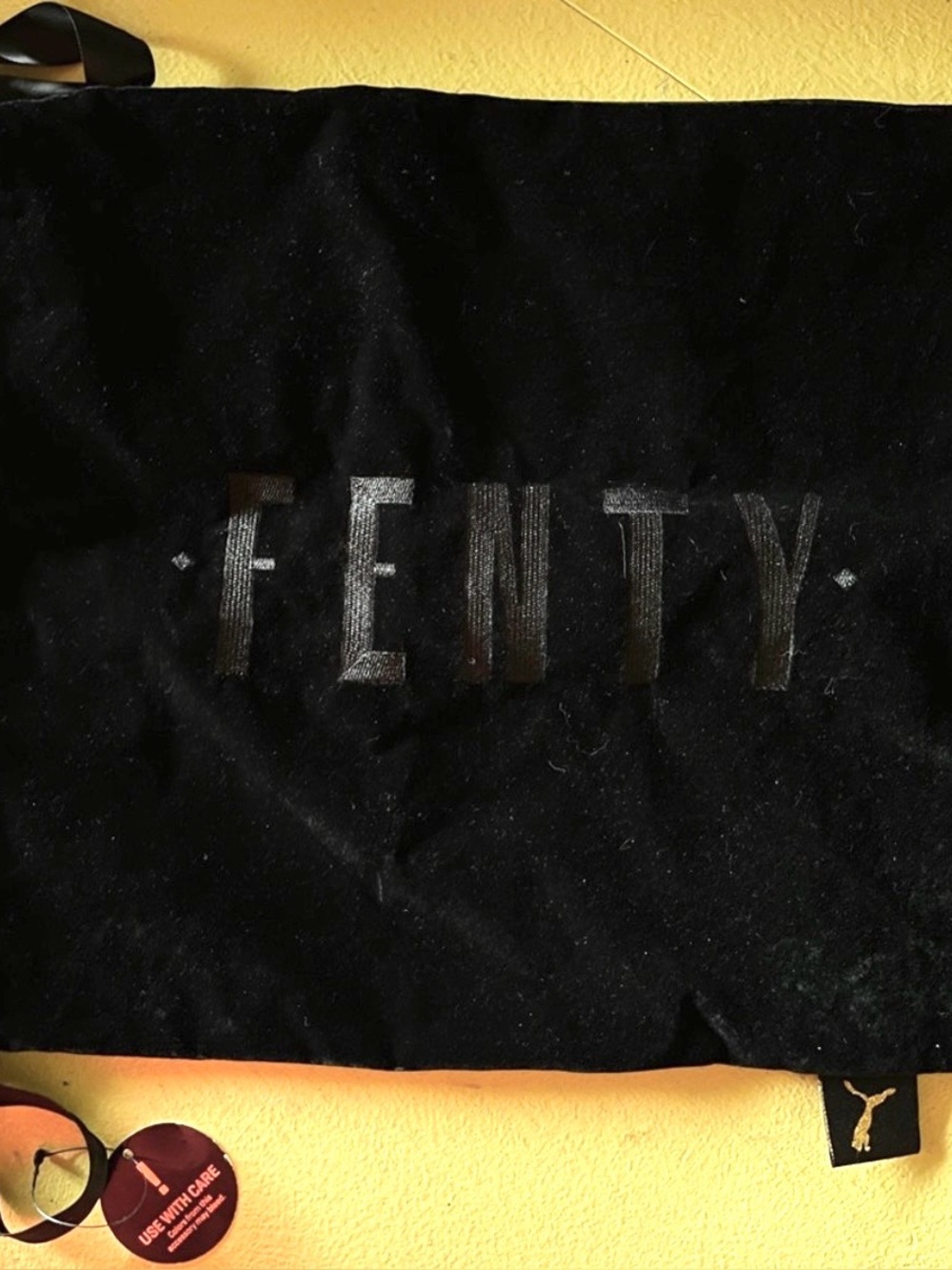 NWT Puma Fenty Black Velour Drawstring Bag